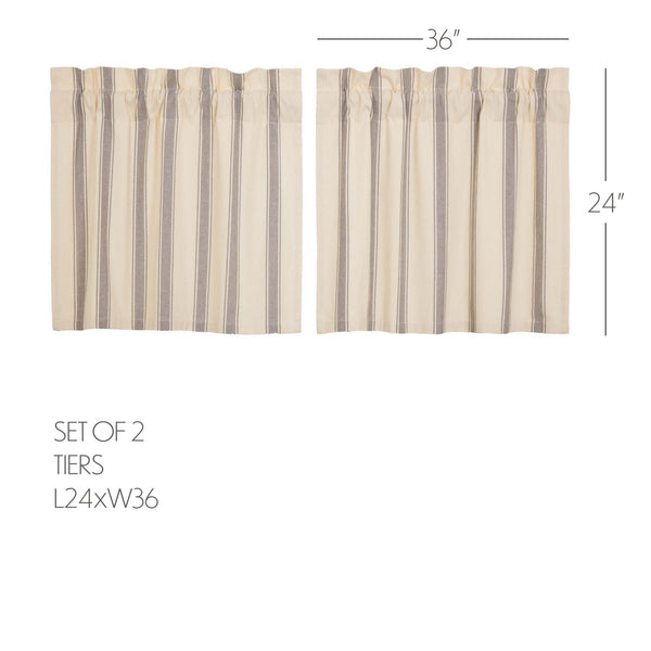 Grace Grain Sack Stripe Tier Curtains Set of 2
