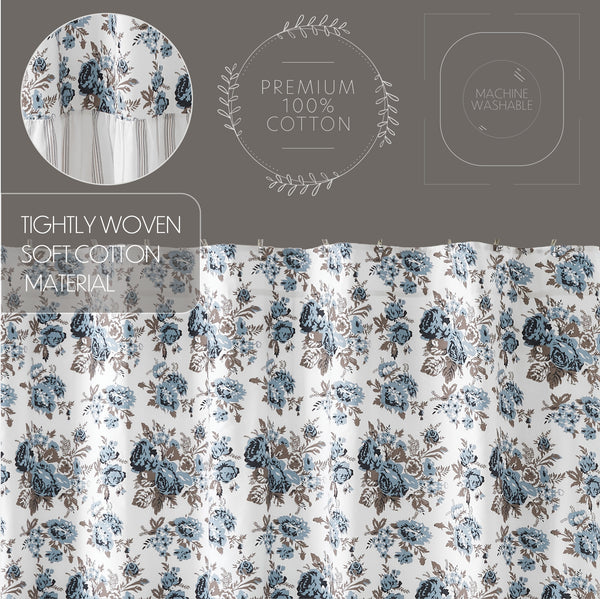 Annie Blue Floral Ruffled Shower Curtain 72x72