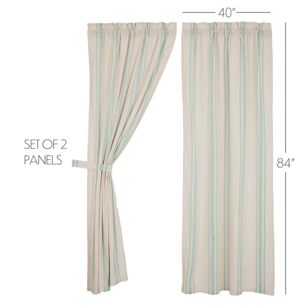 Grain Sack Aqua Panel Set of 2 84x40