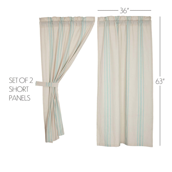 Grain Sack Aqua Short Panel Set of 2 63x36