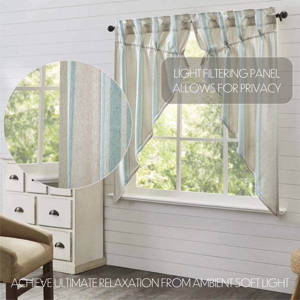 Grain Sack Aqua Prairie Short Panel Set of 2 63x36x18