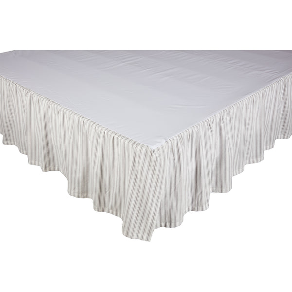 Timeless Ticking Gray Ruffled Queen Bed Skirt 80Lx60Wx16
