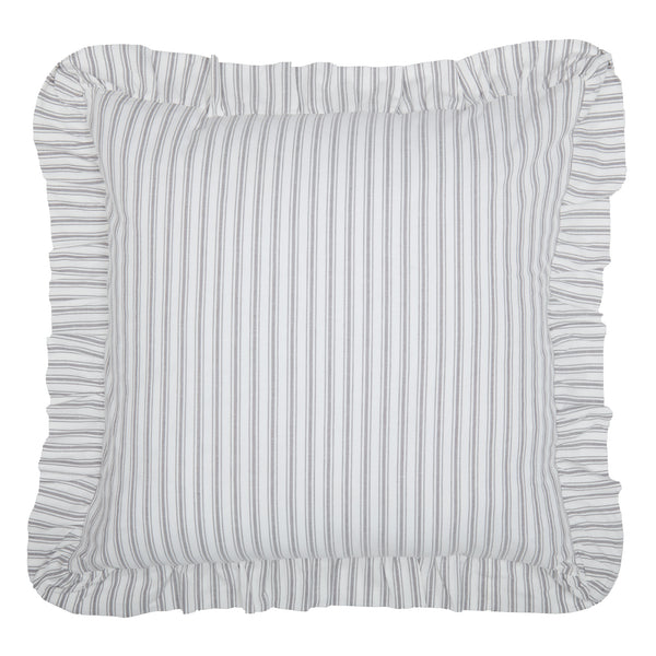 Timeless Ticking Gray Ruffled Fabric Euro Sham 26Lx26W