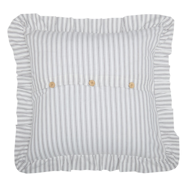 Timeless Ticking Gray Ruffled Fabric Euro Sham 26Lx26W