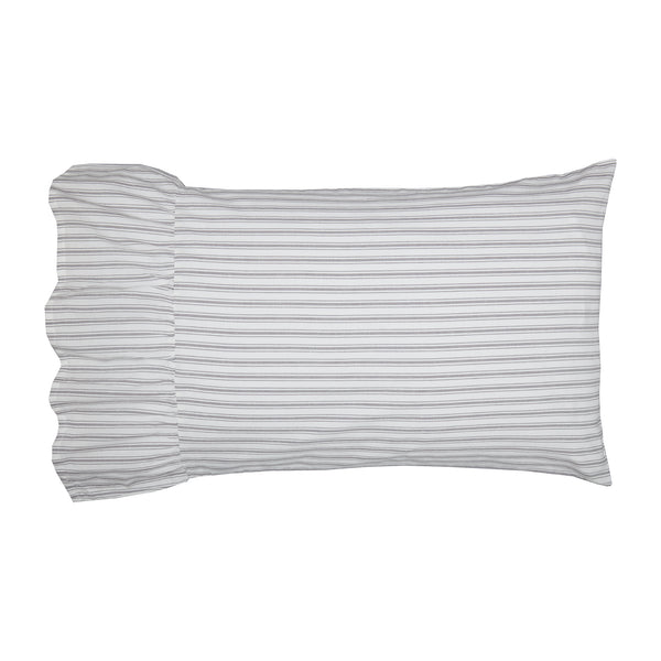 Timeless Ticking Gray Ruffled Standard Sham Set of 2 27Lx21W+8