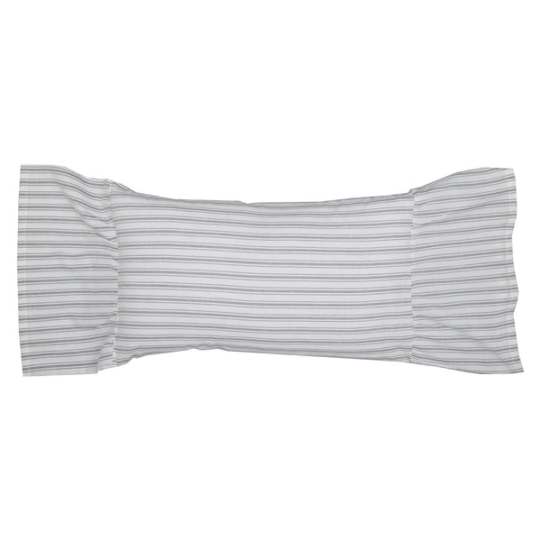 Timeless Ticking Gray Ruffled Pillow Cover 20Lx12W