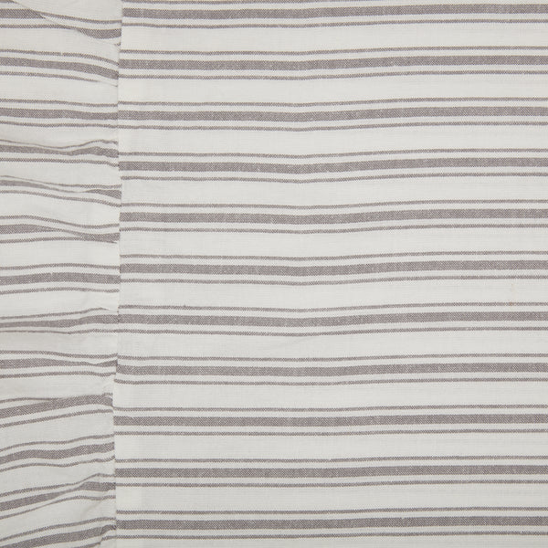 Timeless Ticking Gray Ruffled Pillow Cover 20Lx12W