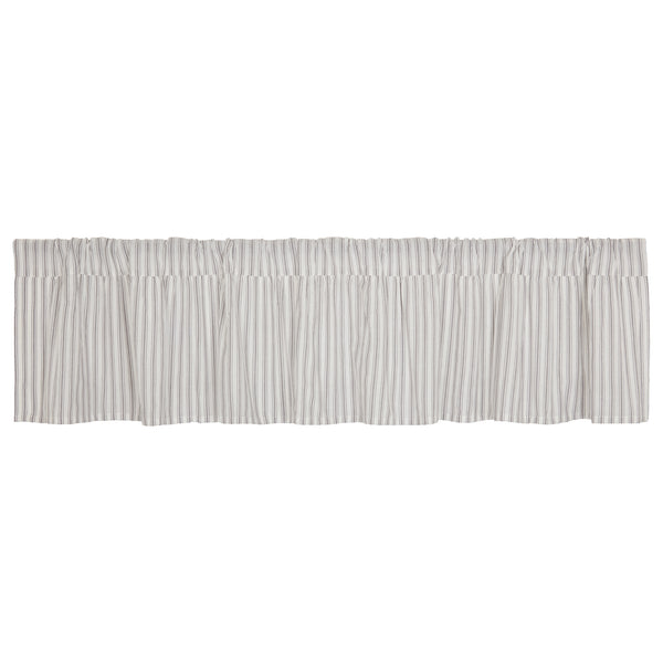 Timeless Ticking Gray Ruffled Valance 16Lx72W