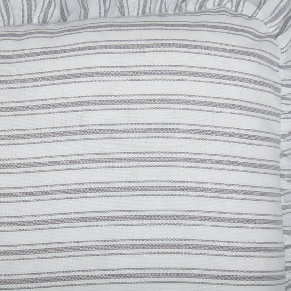 Timeless Ticking Gray Ruffled Chair Pad 16Lx16W