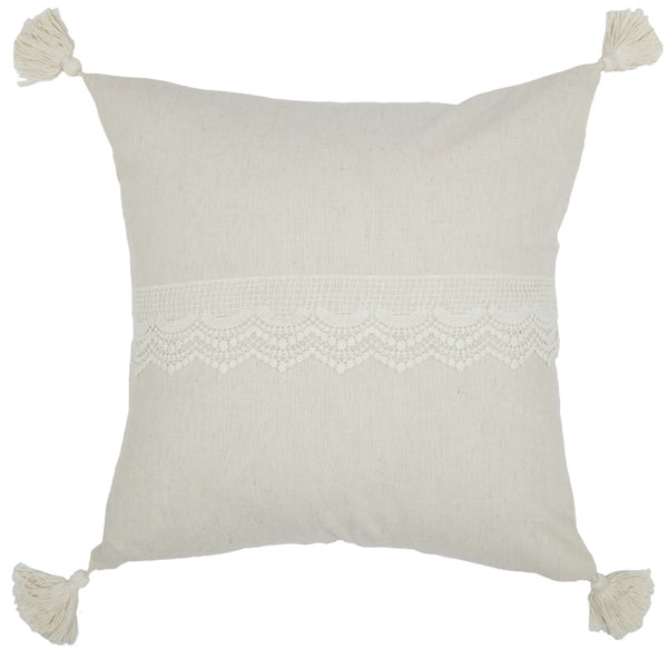 Flax and Lace Pillow Cover 20Lx20W