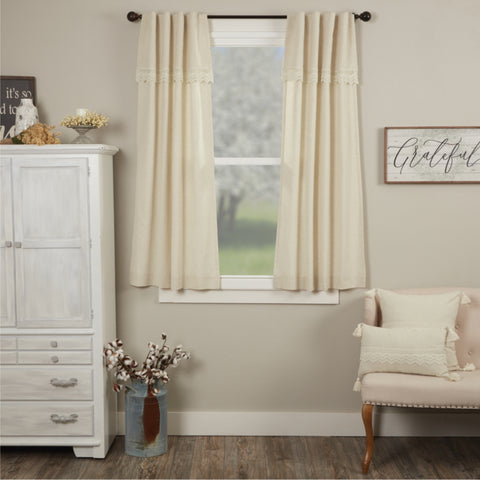 Flax and Lace Short Panel Set of 2 63Lx36W