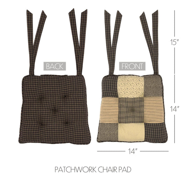 Kettle Grove Patchwork Country Rustic Check Stripe Chair Pad 14x14 - VHC Brands