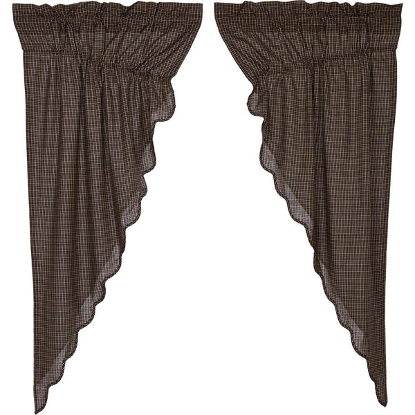 Kettle Grove Plaid Prairie Short Panel Scalloped Set of 2 63x36x18