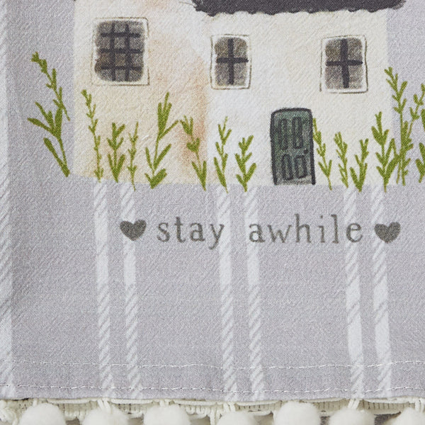 Stay Awhile Flour Sack Printed Dishtowels - Set of 2