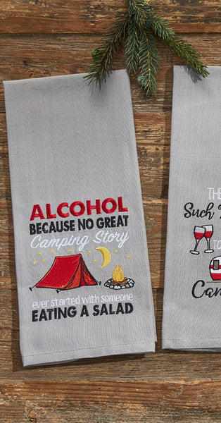 No Great Camping Story Embroidered Dishtowels (Set of 2)