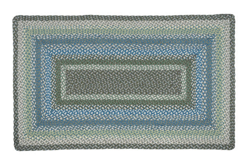 RC-419 Sage/Ivory/Settlers Blue Oblong Braided Rug 3'x5'