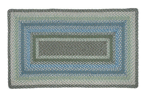 RC-419 Sage/Ivory/Settlers Blue Oblong Braided Rug 3'x5'
