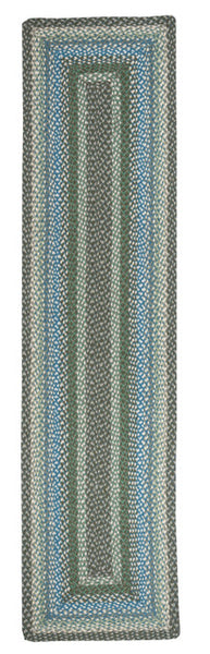 RC-419 Sage/Ivory/Settlers Blue Oblong Braided Rug 2'x8'