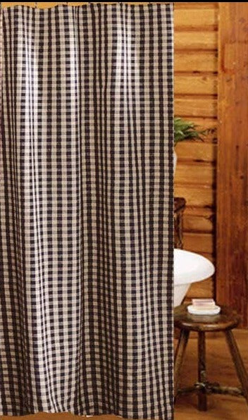 The Heritage House Check Shower Curtain offers the popular black & light tan plaid in a woven cotton blend! This versatile pattern will breathe new life into your bathroom decor!
