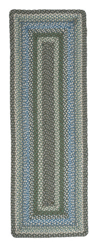 RC-419 Sage/Ivory/Settlers Blue Oblong Braided Rug 2'x6'