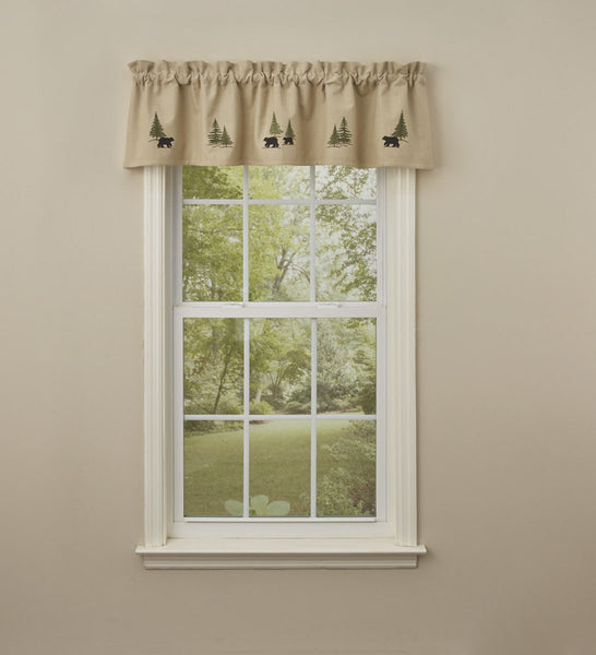 Black Bear Embroidered Lined Valance 60X14
