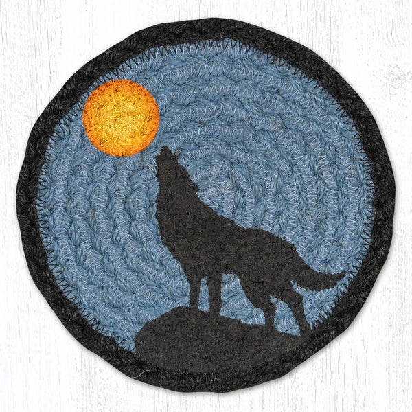 LC-001 Howling Wolf Round Large Coaster 7"x7"