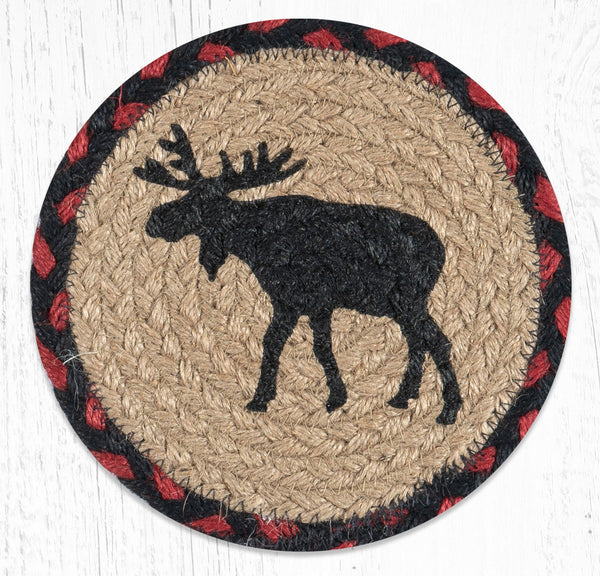 LC-19 Black Moose Round Large Coaster 7"x7"