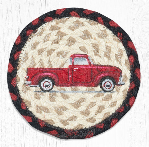 LC-19 Vintage Red Truck Round Large Coaster 7"x7"