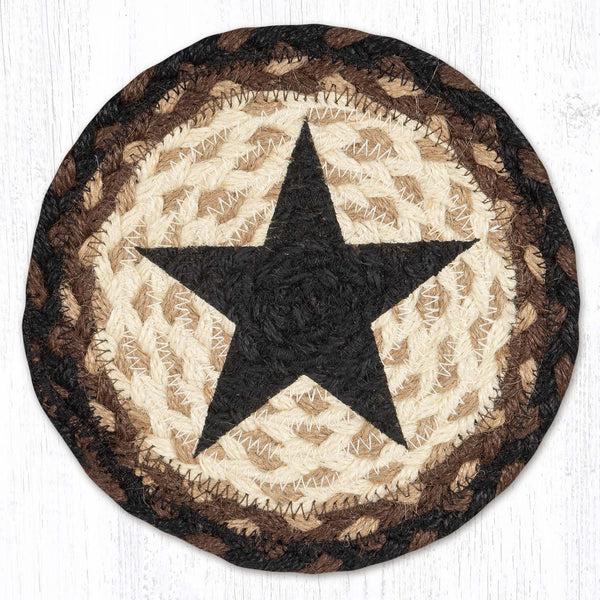 LC-313 Black Star Round Large Coaster 7"x7"