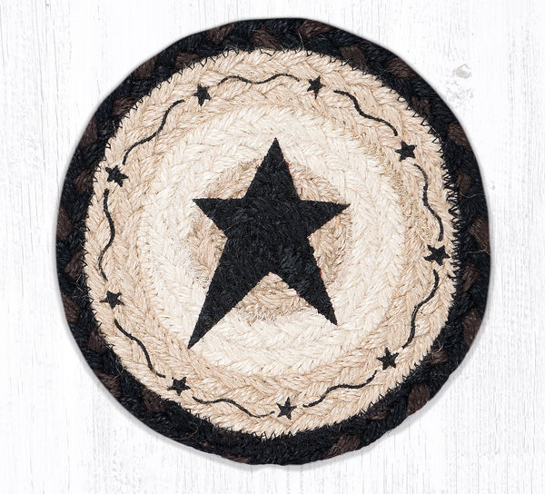 LC-313 Primitive Black Star Round Large Coaster 7"x7"