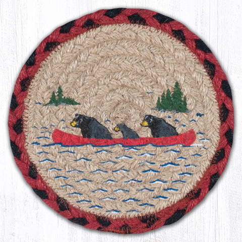 LC-396 Bears in Canoe Round Large Coaster 7"x7"