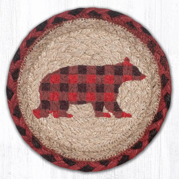 LC-396 Flannel Bear Round Large Coaster 7"x7"