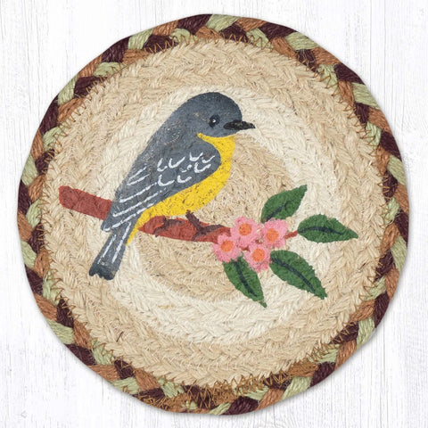 LC-413 Finch With Flowers Round Large Coaster 7"x7"