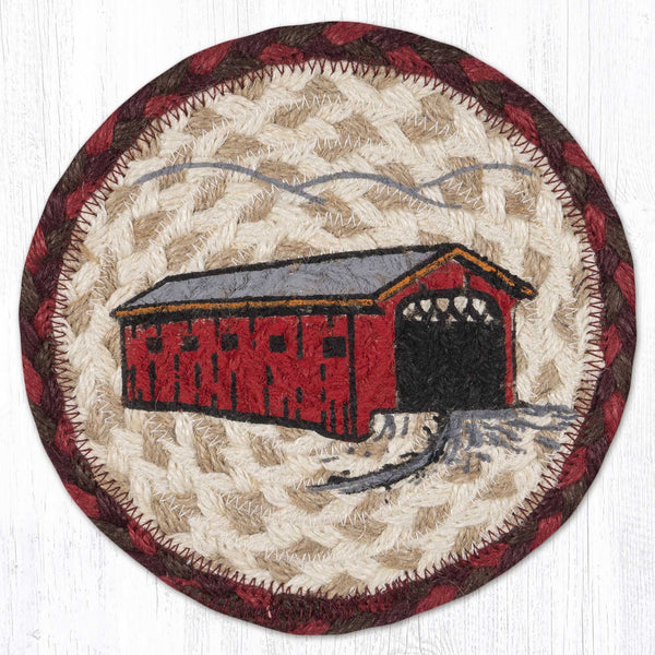 LC-417 Covered Bridge Round Large Coaster 7"x7"