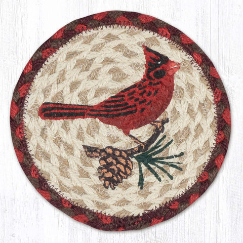 LC-417 Cardinal Pinecone Round Large Coaster 7"x7"