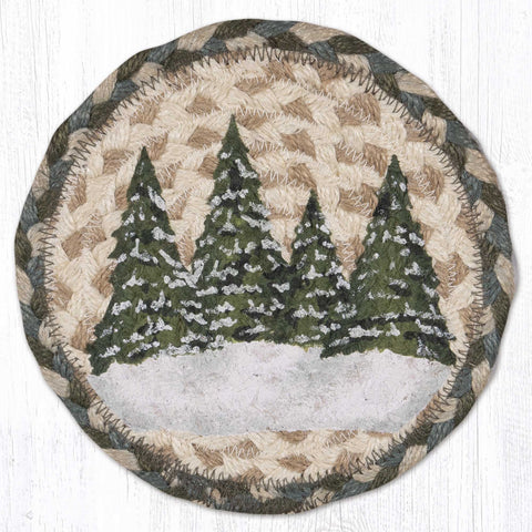 LC-419 Holiday Village Trees Round Large Coaster 7"x7"