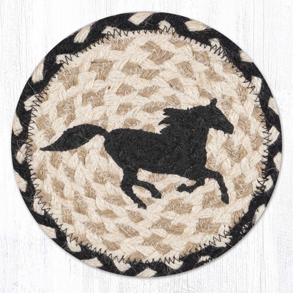 LC-430 Black Horse Round Large Coaster 7"x7"