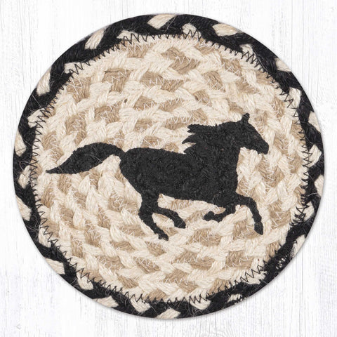 LC-430 Black Horse Round Large Coaster 7"x7"