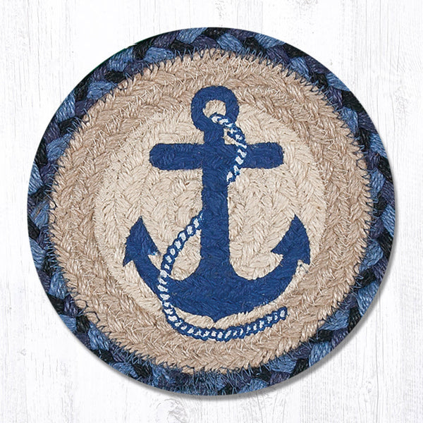 LC-443 Navy Anchor Round Large Coaster 7"x7"