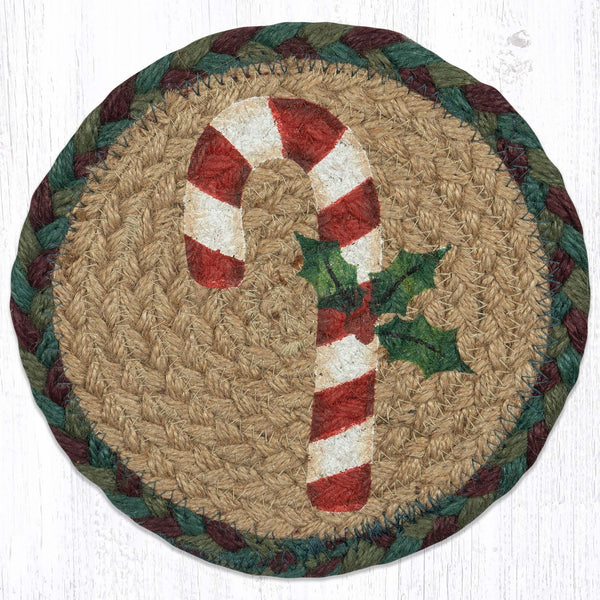 LC-508 Candy Cane Round Large Coaster 7"x7"