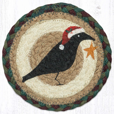 LC-508 Crow Santa Hat Round Large Coaster 7"x7"