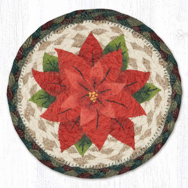 LC-508 Red Poinsettias Round Large Coaster 7"x7"