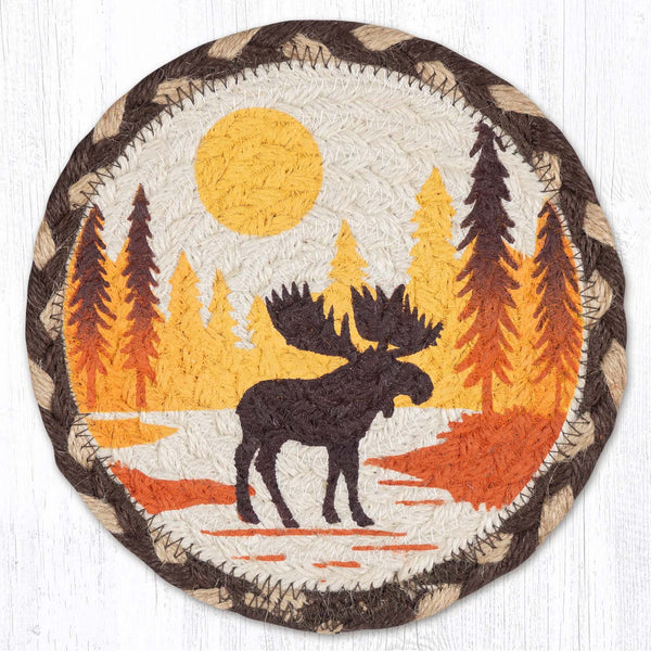 LC-518 Moose Crossing Round Large Coaster 7"x7"