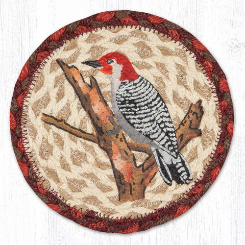 LC-717 Wildlife Woodpecker Round Large Coaster 7"x7"