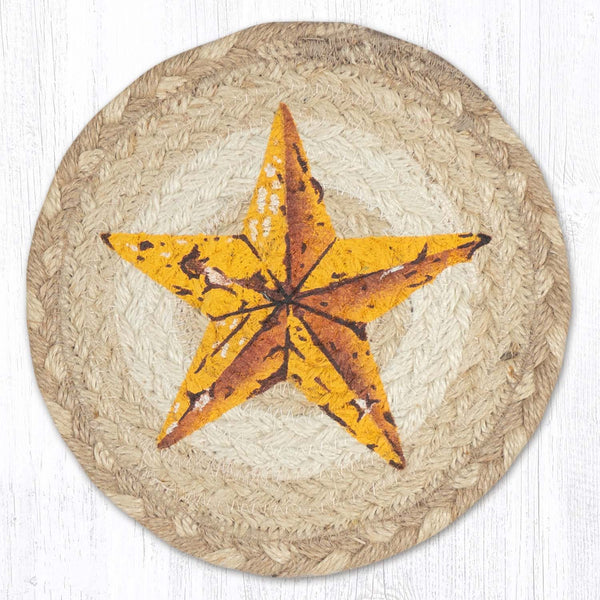 LC-776 Yellow Star Round Large Coaster 7"x7"
