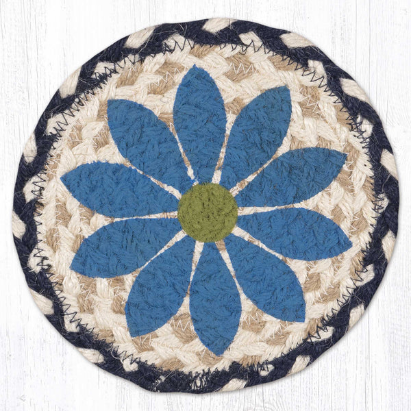 LC-830 Blue Graphic Flower Round Large Coaster 7"x7"