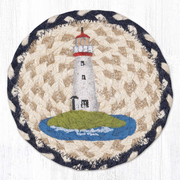 LC-830 White Lighthouse Round Large Coaster 7"x7"