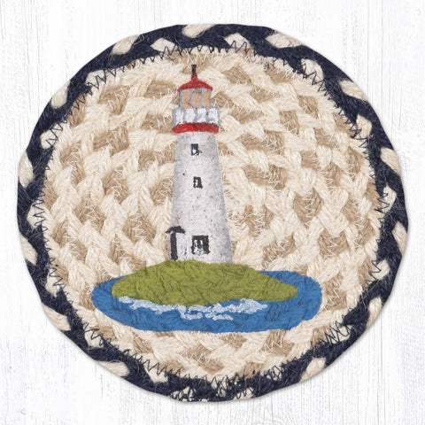 LC-830 White Lighthouse Round Large Coaster 7"x7"
