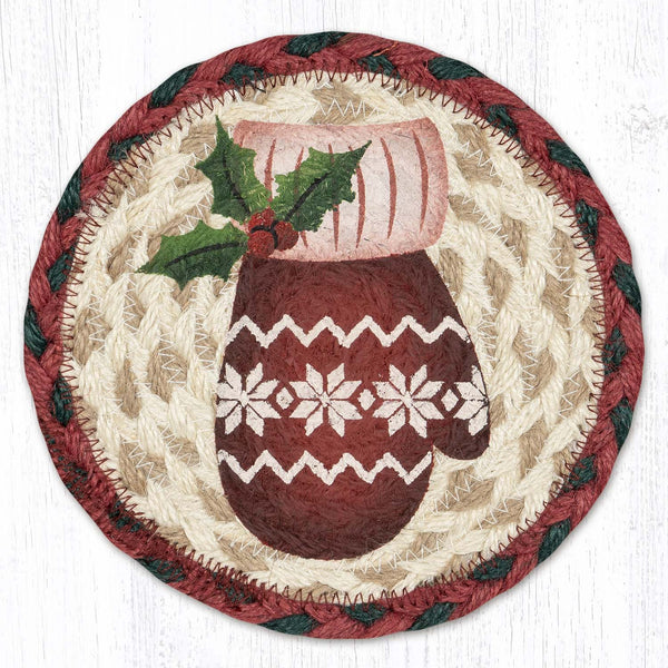 LC-875 Red Mitten Round Large Coaster 7"x7"