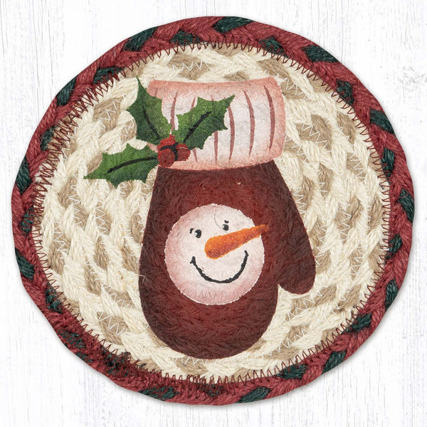 LC-875 Snowman Mitten Round Large Coaster 7"x7"